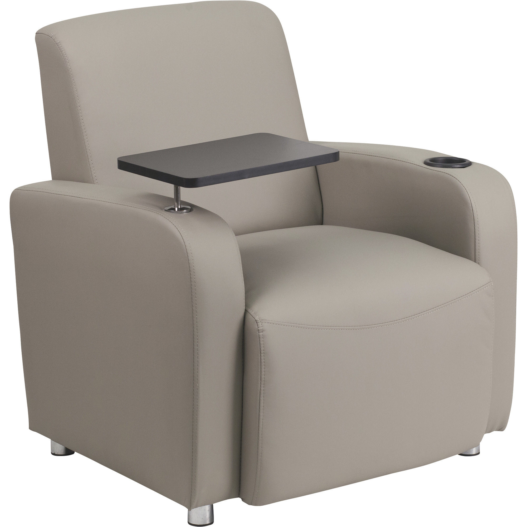 Flash Furniture Leather Guest Chair with Tablet, Gray, 31-41in.W x 27in.D x 35in.H, Model# BT8217TN